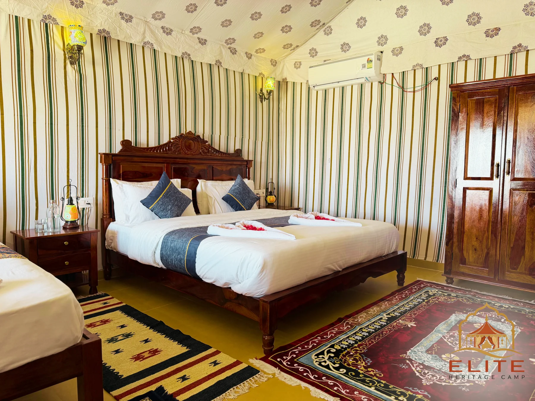 Air-conditioned tent bedroom